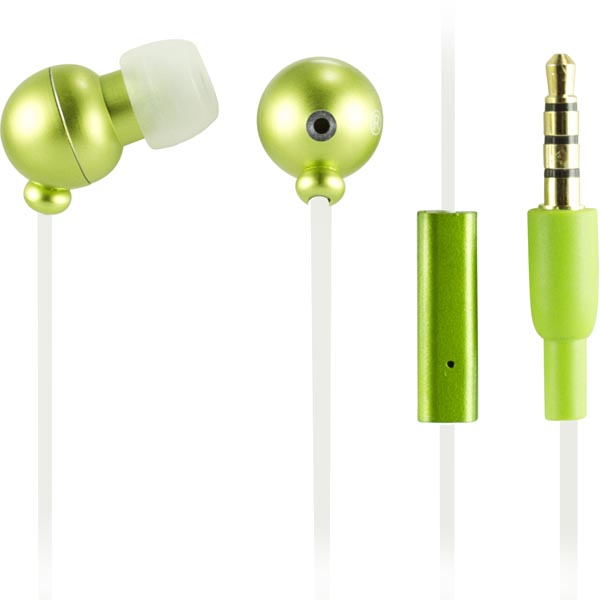 STREETZ HL-123 iPhone in-ear headset, 3 korvatyynyä, vihreä